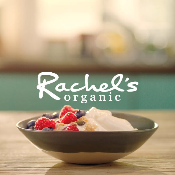 Rachel's Organic logo} Rachel's Organic Logo With A Bowl Of Fruit And Yogurt