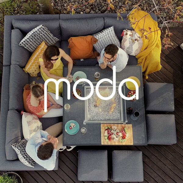 Moda logo} Moda Logo With People Sitting Around A Table