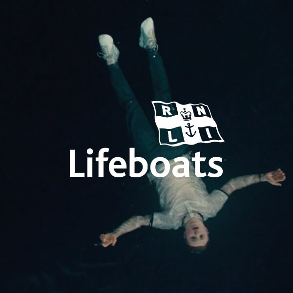 RNLI Lifeboats logo} RNLI Lifeboats Logo With Man Floating In Water